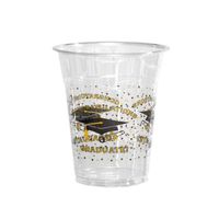Party Essentials N122094 Soft Plastic Cup, 12-Ounce Capacity, Graduation Printing (Case of 500)