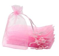 UHANGETH 5x7 Inch 100 Pcs Drawstring Organza Bags Pink Party Wedding Favor Candy Jewelry Bag Pouches