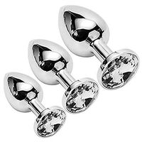 WENWING 3 Pcs Metal Crystal Round Shaped Base Amal Plug for Couples Shower Enema Six Toys
