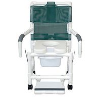 MJM International 118-3TW-SF-SQ-PAIL-SSDE-DDA Standard Shower Chair with Slide Out Footrest, Commode Pail, Soft Seat and Drop Arms, Royal Blue/Forest Green/Mauve