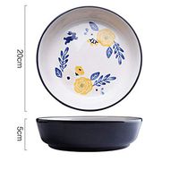 ZFF 2 Pieces Of Four Seasons Underglaze Ceramic Tableware Home Dishes Plate Soup Bowl Big Bowl Noodle Bowl Fruit Salad Bowl Tableware (Color : D)