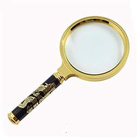 YYHSND Detachable High-end Carved Dragon Magnifying Mirror Handheld Magnifying Glass, Yellow 5X Magnifier (Size : Shank Length 90mm)