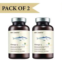 Uniqnutra Pharmaceutical Grade Fish Oil Supplement,60 Fish Gelatin softgels,1250mg Wild-Caught Alaskan Fish Oil 83% Omega-3 /Essential Fatty Acid Combination of 730mg EPA & 280 mg of DHA |2 Bottles