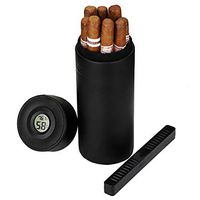 Time C Club 【2020 Upgraded】 Popular Cedar Wood Lined Portable Travel Leather Cigar Humidor Case, with Front Digital Hygrometer Rectangle humidifier