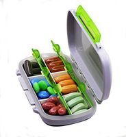 Multi-Day Deep 6 Compartment Plastic Pills/Vitamins Pill Organizer Box(Green)