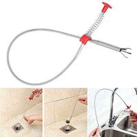 XCRUI 2 Pieces 60Cm Spring Pipe Dredging Tool,Multifunctional Cleaning Claw,Sink Cleaning Hook,Drain Relief Cleaning Tool,for Kitchen Sink Toilet Bathtub