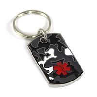 My Identity Doctor - Custom Engraved Medical ID Keychain, Stainless Steel, Camouflage Design, 1.6 x 1 Inch