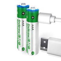 Delipow AAA Rechargeable Batteries,USB 1.5V Lithium Rechargeable Batteries, 1000mWh AAA Battery,1 H Quick Charge,1200 Cycle with 2 in 1 Micro USB Charging Cable，2-Pack