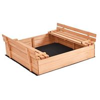 Sandbox, Children Outdoor Foldable Retractable Sandbox with Bench Seat