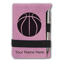 Mini Notepad, Basketball Ball, Personalized Engraving Included (Pink)