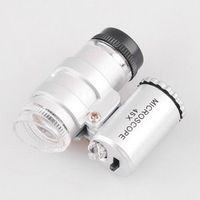 45X Magnifying Mini Pocket Microscope Magnifier Led Lights Jeweler Loupe
