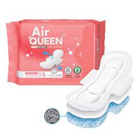 AIRQUEEN (Small Super Ultra Slim Pads 1 Pack / 5 Total) Real Breathable Certified 100% Organic Cotton Menstrual Pads for Period - Ultra Slim & Super Absorbency Sanitary Napkins with Wings