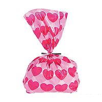 144 Valentine Heart Cellophane Bags Bulk 11.5"