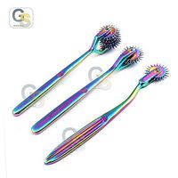 G.S Set of 3 Wartenberg Neurological Pin Wheel Pinwheel 1, 2, 5 Head Diagnostic Multi Color Rainbow Best Quality