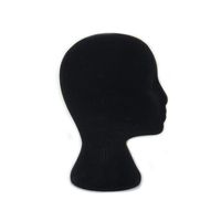 Kiorc Female Styrofoam Foam Flocking Head Model Wig Glasses Display Stand Black