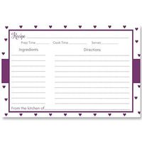 Presents Full of Love, Recipe Cards, Purple, White, Tiny Hearts, Bridal Shower, Bridal Shower Gift, Housewarming, Gift, Gifts, Recipe Exchange, Double Sided with Lines, 24 Pack Printed Recipe Cards