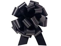 Flora Satin Gift Pull Bows - Black Flora Satin 5.5" Pull Bows 5.5" - 20 Loops -100% Polypropylene (2 Packs; 50 Bows Per Pack) - WRAPS-PB5BK