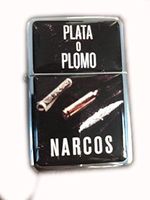 Lighter Star Narcos Plata o Plomo Silver Refillable Windproof Oil Petrol Flip Top