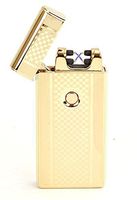 Premium USB Lighter - Dual Arc Plasma Electronic Lighter - Rechargeable Splashproof Windproof Lighter, Cigarette Lighter, 10 Colors, Gift Box, Charging Cable, Soft Carrying Pouch (Gold Checkered)