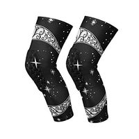 SLHFPX Knee Sleeve Moon Face Star Full Leg Brace Compression Long Sleeves Pads Socks for Meniscus Tear, Arthritis, Running, Workout, Basketball, Sports, Men and Women 1 Pair