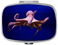 Deep sea Squid Custom Silver Stylish, Slim Design Pill Box Holder，Rectangle Medicine Vitamin Organizer Pill case