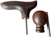 JWL (2) Ebony Cane Walking Stick Handles (1) Fritz Style (1) Ball with Threaded Rod Connectors