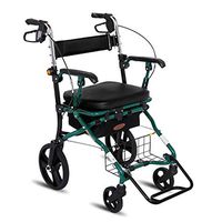wheelchair Aluminium Alloy, Lightweight Folding Four Wheel Rollator Walker with Padded Seat, Lockable Brakes, Ergonomic Handles, and Carry Bag, Limited Mobility Aid, for Elderly Users