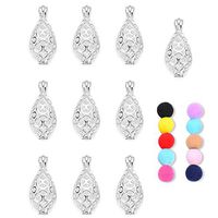 10 Pcs Silver Tone Diffuser Locket Aromatherapy Essential Oil Bangle Cage Lockets for DIY Jewelry Making