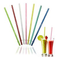 Reusable Thick Drinking Straws Transparent BPA-Free Plastic Striped Straws 9Inch Mixed Color(25 Pack)