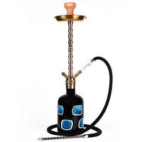 29" 1 Hose Hookah Complete Set Combo Kit Large 73cm Glass Shisha Hookah Set Portable Narghile Sheesha Square Molasses Single Shisha, Black (Color : Gold)