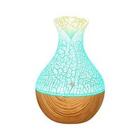 AWEPOL 130ml Vase Shape Essential Oil Diffuser with LED Lights Wood Grain Aromatherapy Diffuser Cool Mist Humidifier BPA-Free for Pregnant Women and Infants Air Freshener (14.5X10.2CM, Multicolor)
