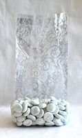Elegant Lace Silver Cello Bags 4" x 2 1/2" x 9 1/2" - Pack of 25