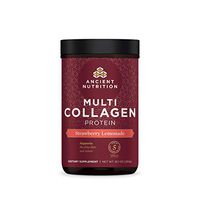 Ancient Nutrition Multi Collagen Protein Powder, Strawberry Lemonade, Formulated by Dr. Josh Axe, Hydrolyzed Collagen Supplement Supports Joints, Hair, Skin and Gut Health, 10.1 oz