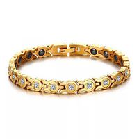 Gold Titanium CZ Zircon Magnetic Therapy Health Bracelet for Arthritis Pain Relief Womens