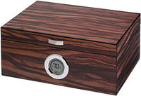 Visol Brawley Macassar Finish Cigar Humidor with Free Laser Engraved Metal Plate (Circle Monogram)