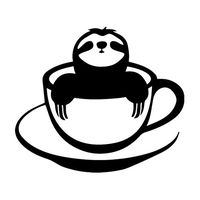 leononlinebox Sloth Cup of Peace - Vinyl Decal [12cm Black] Sticker for Car, iPad, Laptop, Helmet