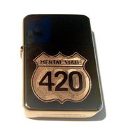 Vector KGM Thunderbird Custom Lighter - Mental State 420 4:20 Weed POT Marijuana Smoking Time Logo Black Sparkle ICE High Polish Chrome Rare!