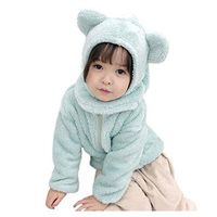 Baby Fleece Coat, Toddler Boys Girls Cartoon Bear Ear Plush Wool Jacket Winter Soft Warm Hoodie Sweatshirt Outwear (Blue, 6-12 Months)