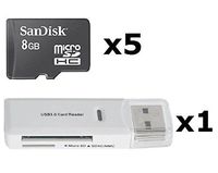 5 PACK - SanDisk 8GB MicroSD HC Memory Card SDSDQAB-008G (Bulk Packaging) LOT OF 5