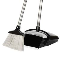 Qunweidi Extendable Broom and Dustpan Set, Durable & Light Weight Broom and Dust pan Combo with Long Handle Flip-Lock Dust Pan & Lobby Broom