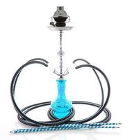 Hookah 22" Blue 4 hose shisha nargila bar hookas nargile glass water Vase pipe