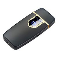 sakd Lighter Electric Plasma Arc Lighter Cigarettes Smoke Lighter USB Rechargeable LED Display Power Collectible Lighter Gifts Box Flameless (Black)