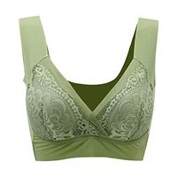 Push Up Bras for Women, Women's Floral Lace Wirefree Solid Bra Soft Cup Everyday Sports Bra Underwear, Plus Size Black