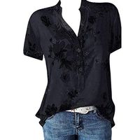 Meikosks Womens Plus Size Short Sleeve Blouses Floral Printing Pocket Tops Easy T Shirt