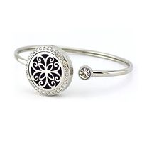 AZORA Essential Oil Diffuser Bracelet Stainless Steel Slide Locket Charm with 8 Refill Pads Jewelry Gift (Flower Oil Bracelet)