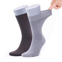 Bambooven Men's 2 Pairs Premium Diabetic Bamboo Dress and Trouser Socks (Brown-Gray)