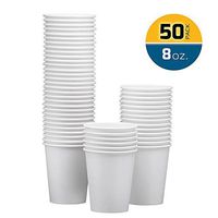 NYHI 50-Pack 8oz White Paper Disposable Cups – Hot / Cold Beverage Drinking Cup for Water, Juice, Coffee or Tea – Ideal for Water Coolers, Party, or Coffee On the Go’