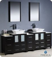 Fresca Bath FVN62-72ES-VSL Torino 84" Double Sink Vanity with 3 Side Cabinets and Sinks, Espresso