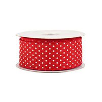 Red Swiss Dots Wired Ribbon - 1 1/2" x 10 Yards, Valentine's Day, Christmas Gift Wrapping Decor, Presents, Wreaths, Garland, Swag, Gift Basket Decorations