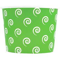 Green Paper Ice Cream Cups - 12 oz Swirls and Twirls Dessert Bowls - Perfect For Your Yummy Foods! Many Colors & Sizes - Frozen Dessert Supplies - 50 Count